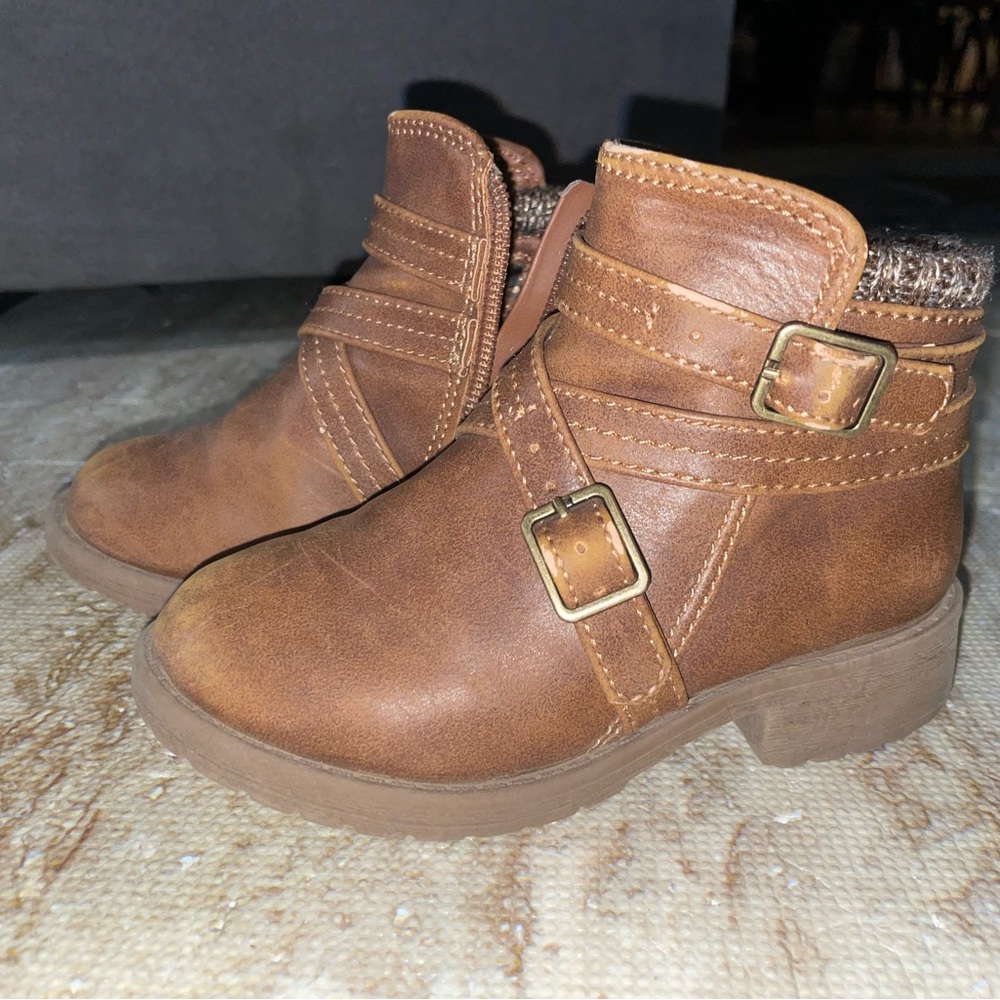 Cute Toddler Brown Buckled Ankle Boots